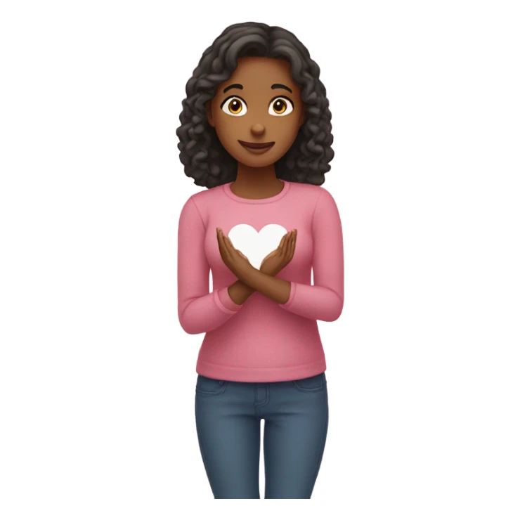 girl making love heart with hands sticker