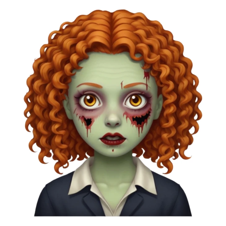 Ginger curly hair zombie girl with Brown eyes  sticker