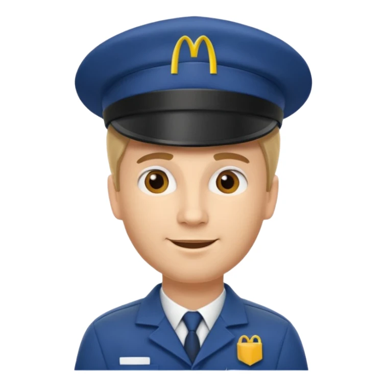 caucasian male McDonald's worker sticker