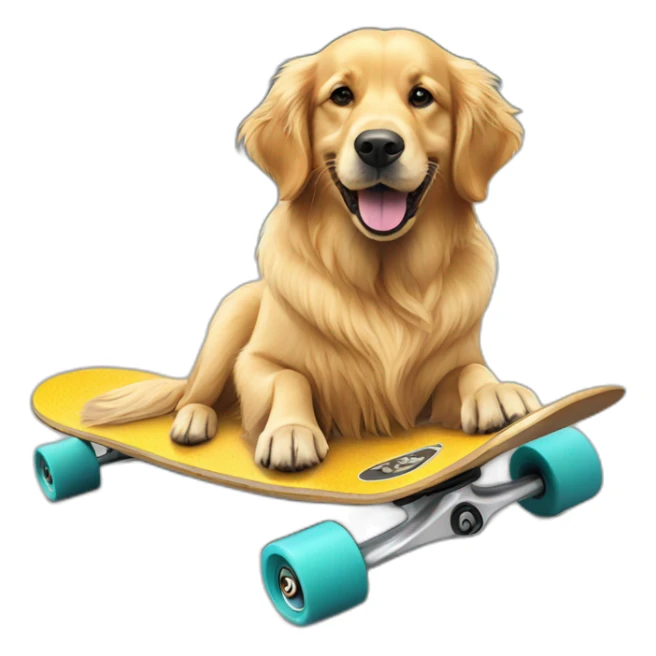golden retriever on longboard skate sticker