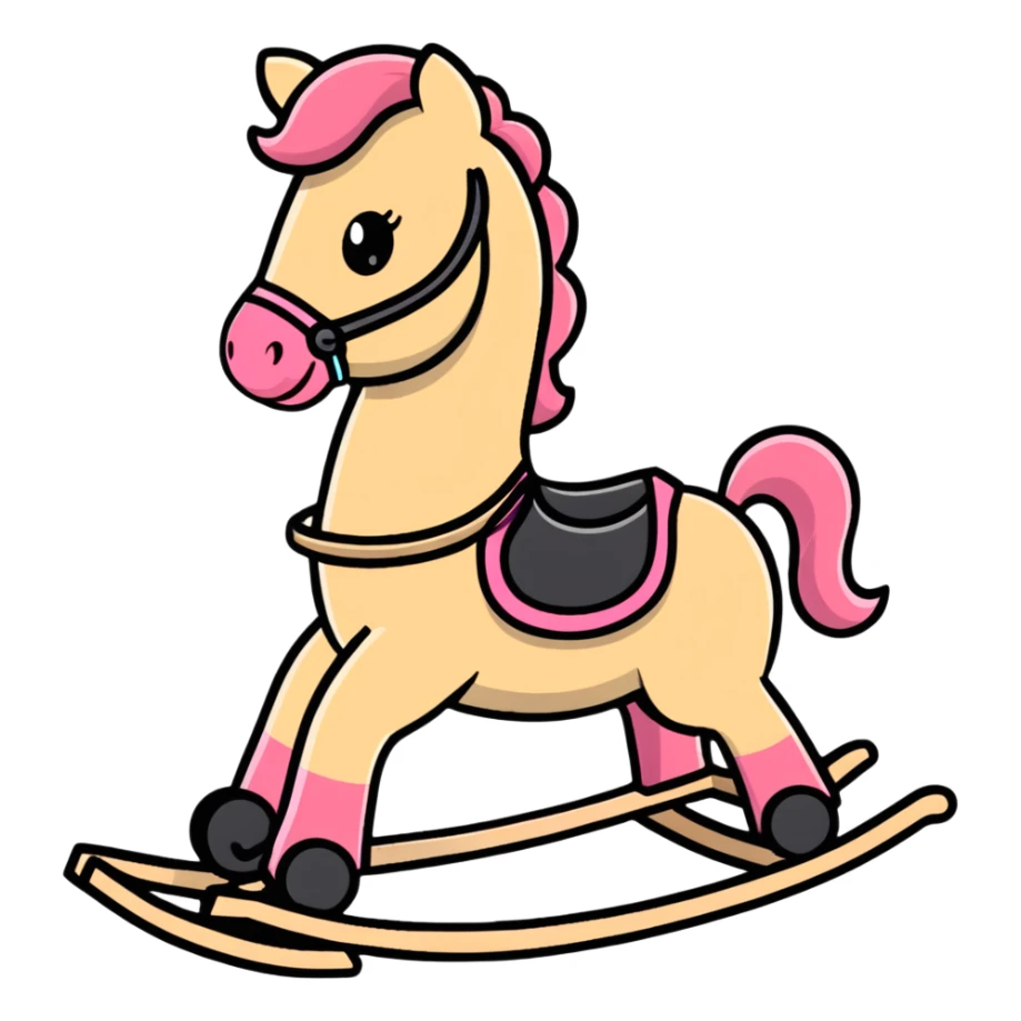 Rocking horse toy with gradient from pink to beige sticker