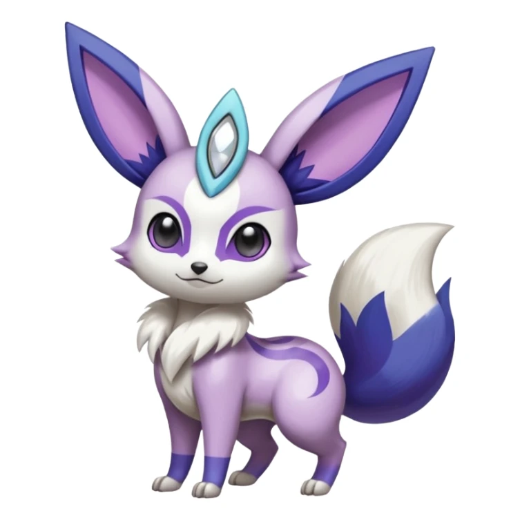 Shiny White with Violet and Indigo markings Meloetta-Eevee-Minccino-Zangoose-Pokémon-Digimon-Fakémon-fusion-hybrid-creature sticker