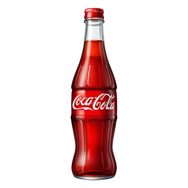 classic curved Coca-Cola style glass bottle with red liquid inside sticker
