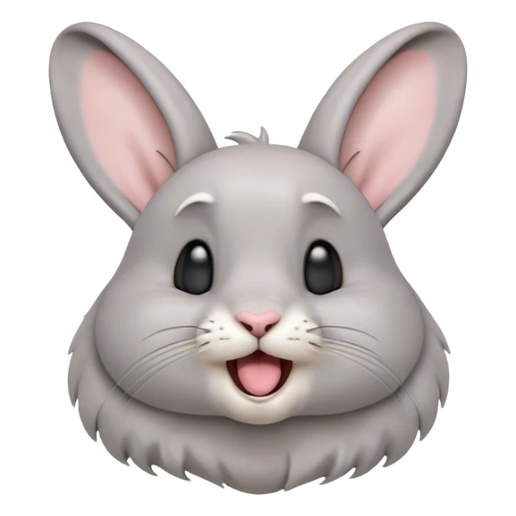 Cinematic Cute Yawning Grey Rabbit Portrait Emoji, Head tilted slightly with a dramatic, wide-open yawn, showcasing a smooth grey fur with a refined finish, floppy ears slightly drooping, round grey eyes barely open in drowsy contentment, Simplified yet irresistibly adorable features, highly detailed, glowing with a soft, cozy glow, high shine, relaxed yet expressive, stylized with a touch of whimsy, bright and endearing, soft glowing outline, capturing the essence of a sleepy yet affectionate bunny, so drowsy it feels like it could stretch out of the screen and curl up for a nap! sticker