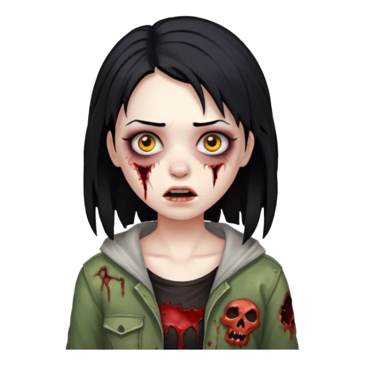 girl zombie with black hair sticker