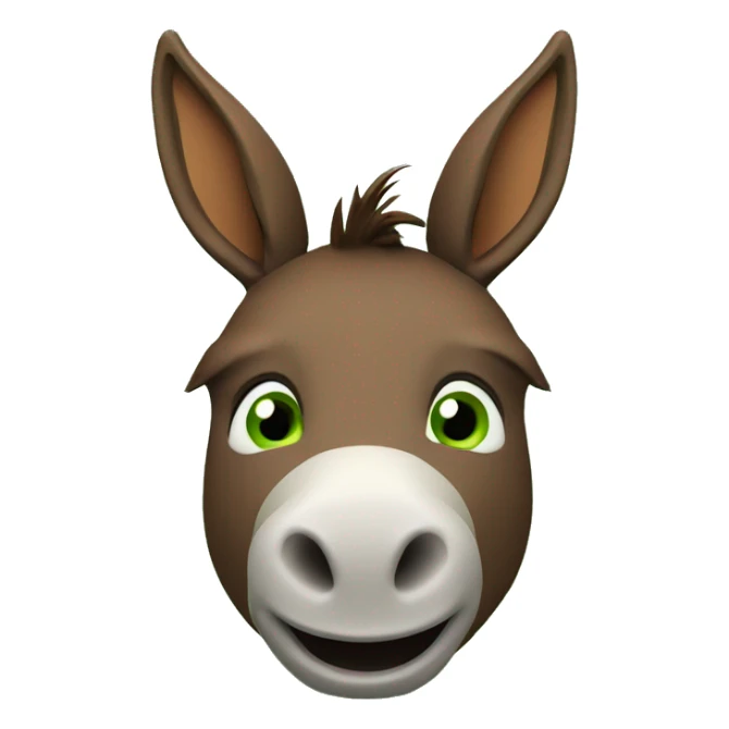 innocent brown donkey face and green background 3d sticker