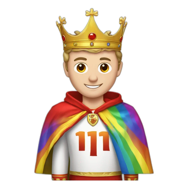 Jonathan Toews as a rainbow king with a royal robe on sticker