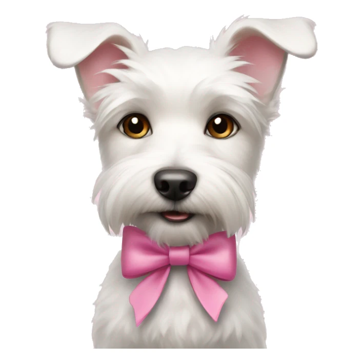 Cute white terrier dog with a pink bow  sticker