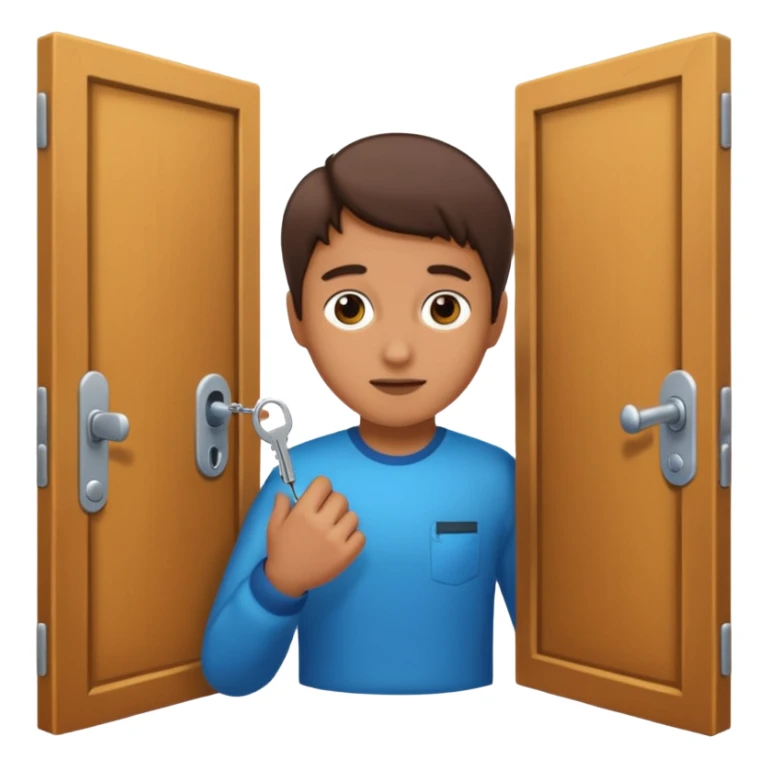 Persona cerrando la puerta con llave sticker