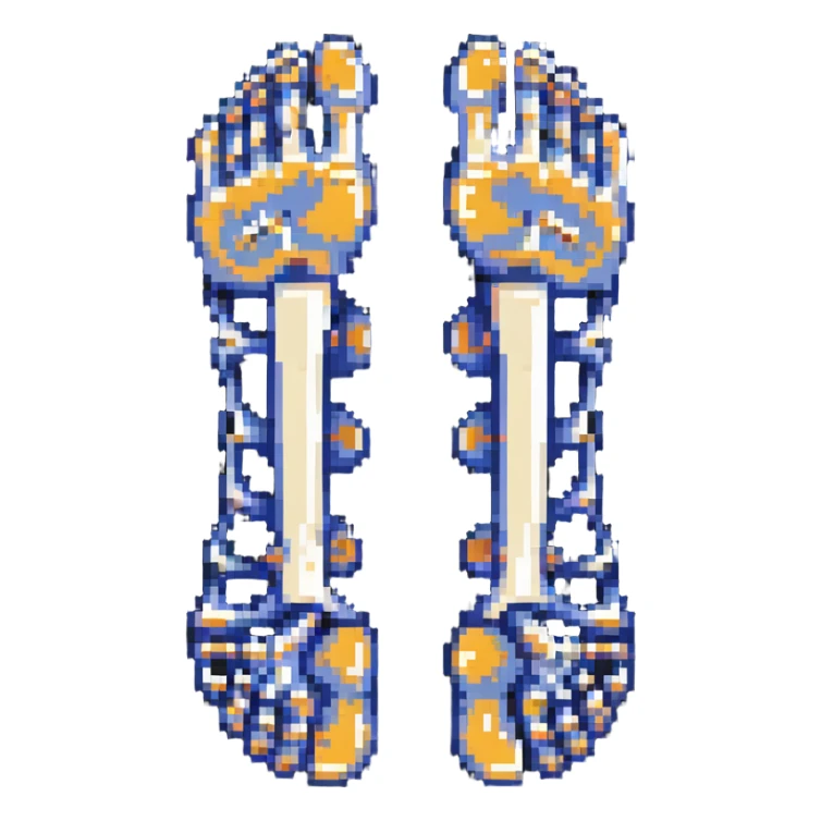 pixelated skeleton foot, bone structure of foot sticker