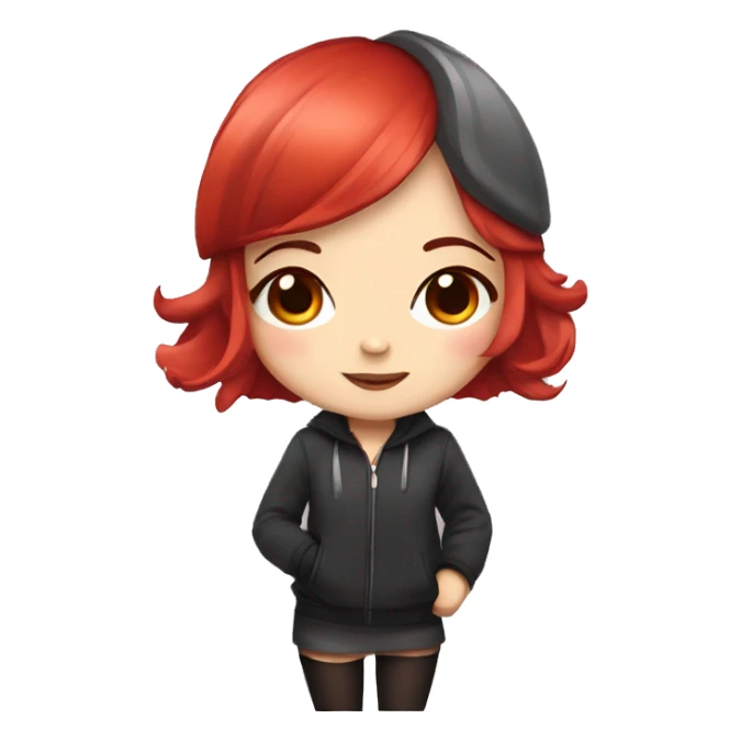 cute chibi girl with bob red hair and make up sticker