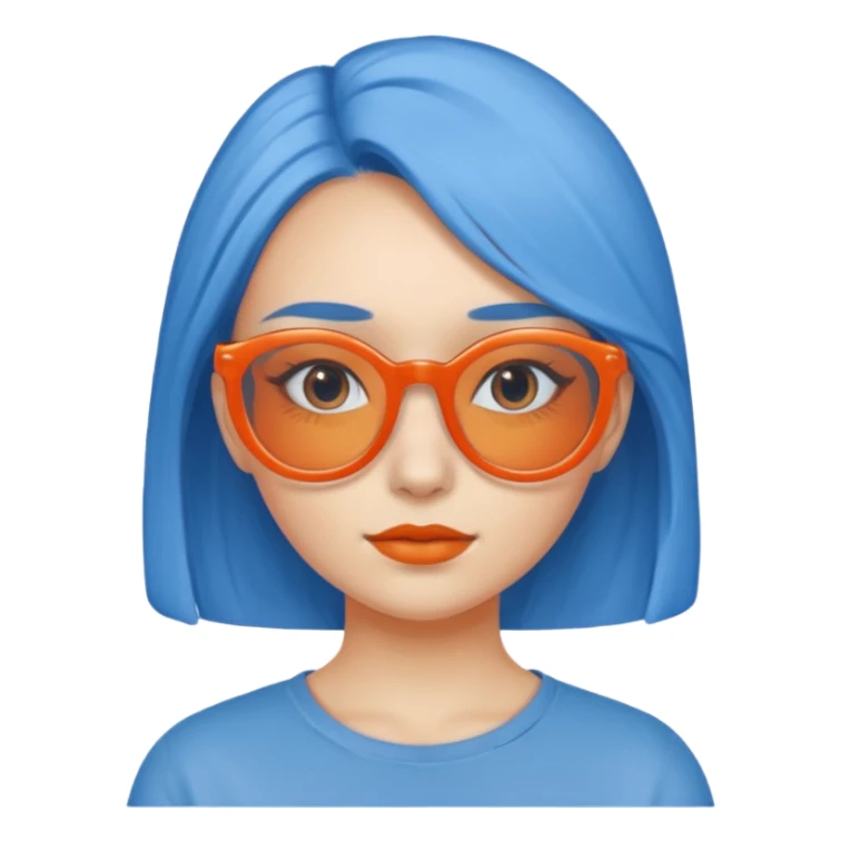 blue skinned orange glassed child girl sticker