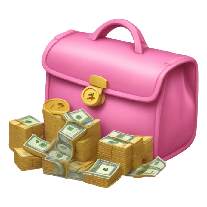 Pink bag full of money sticker