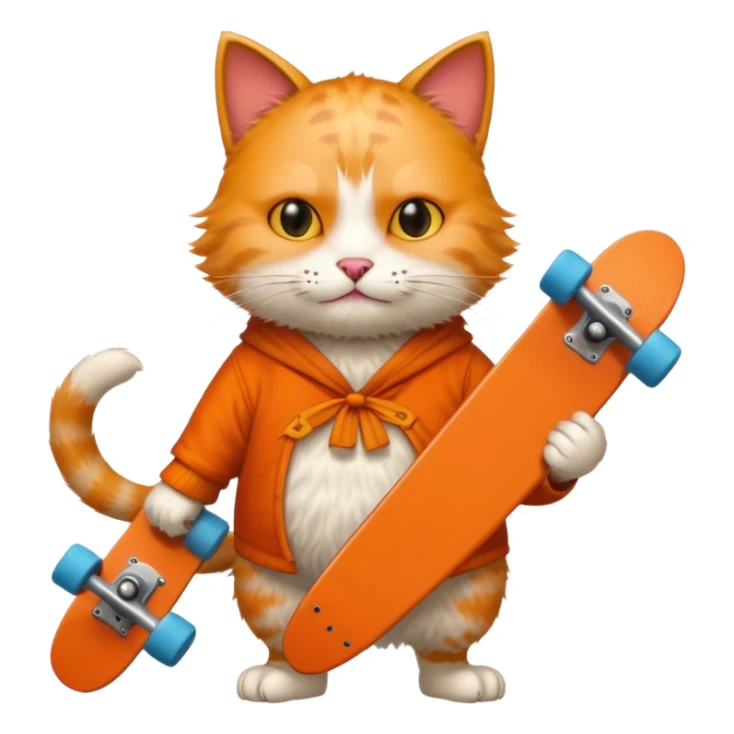 ancient chinese cat hold skateboard  sticker
