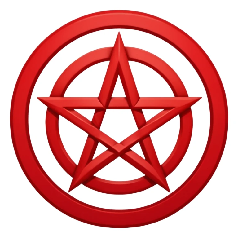 Inverted (point facing down), encircled pentagram, red. One circle, no additional colors. sticker