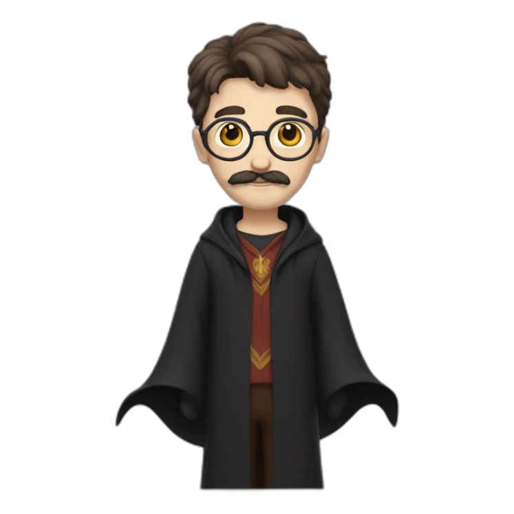 Harry Potter wizard with mustache and no glasses, full body sticker