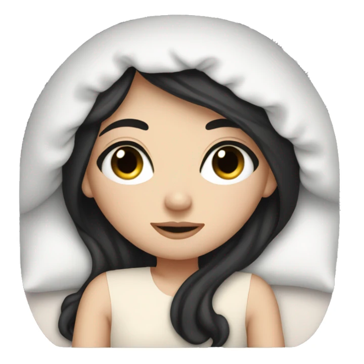 White girl with black hair going to bed sticker
