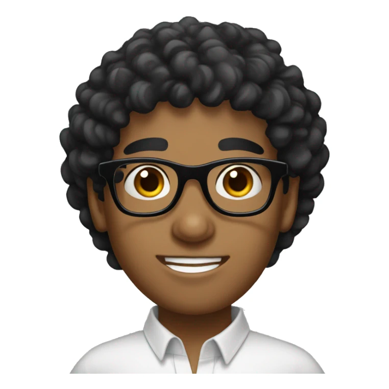 black curly hair arab boy with glasses sticker