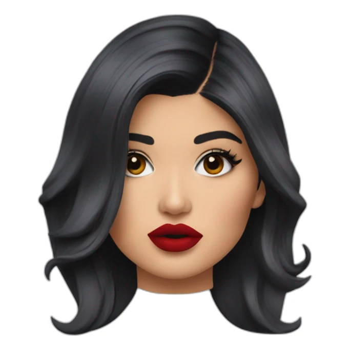 Kylie Jenner holding her lipstick lips sticker
