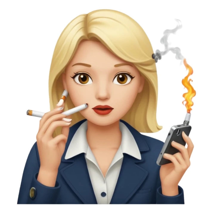 Hot blonde running late smoking cigarettes on the phone sticker