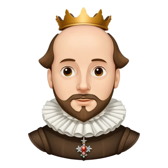 William Shakespeare portrait with elizabethan ruff collar and balding head with hair on sides sticker