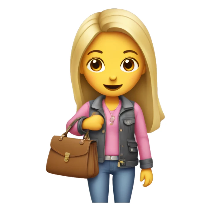 girl putting a heart in her purse sticker