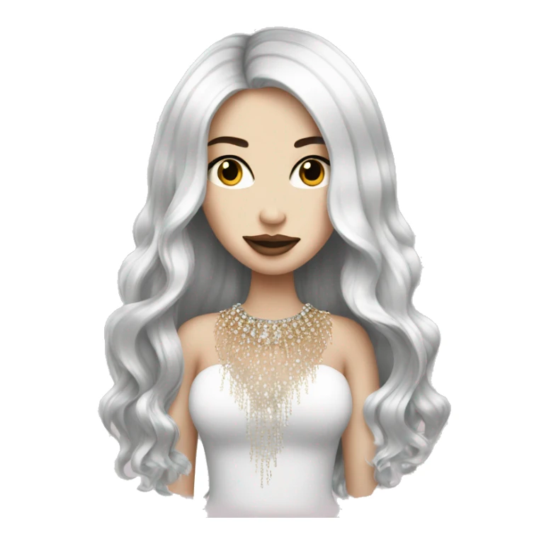 pale girl with long black hair luxury bling sticker