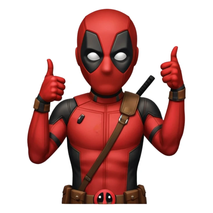 deadpool thumbs up emoji, not so cute, more realistic sticker