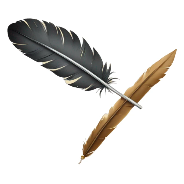 a feather quill and a scroll sticker