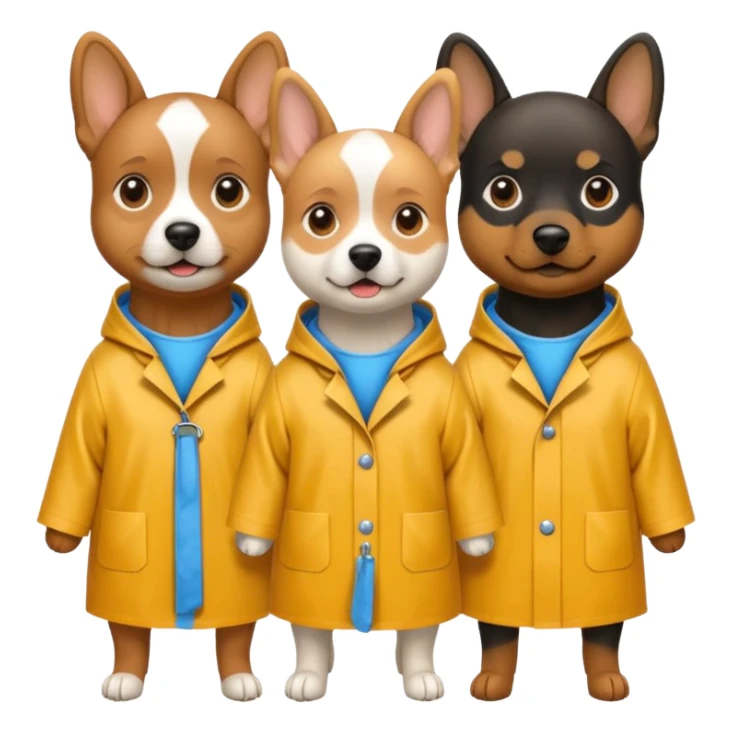 3 dogs wearing rain coats sticker