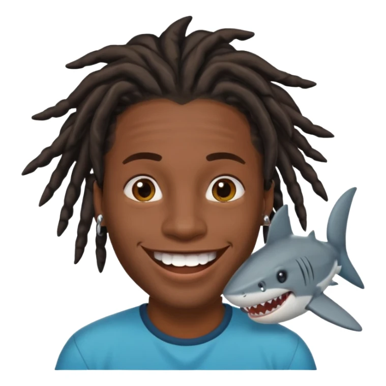 Dark skin black male with locs and shark bite piercings sticker