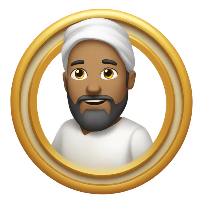 a bearded man, wearing a white tunic, with a golden circle floating above his head sticker