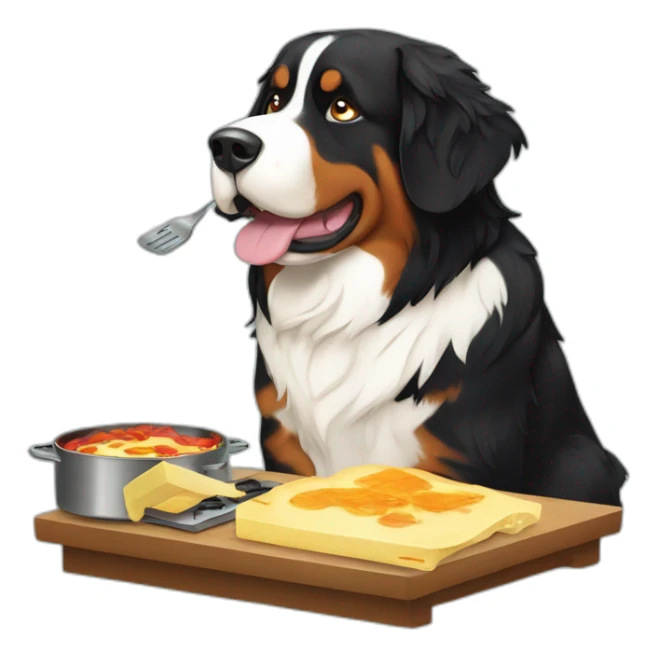 bernese mountain dog cooking raclette sticker