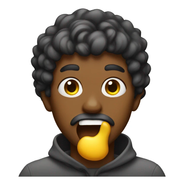 Emoji with a yellow bone in his mouth sticker