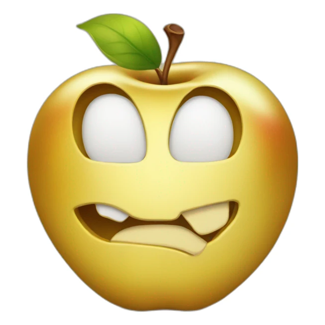 A bitten attractive golden apple, gold sticker