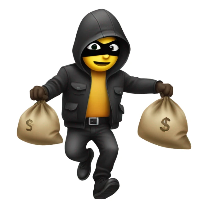 Robber emoji with money bags sticker