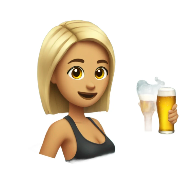 Girl in hot tub with beer sticker