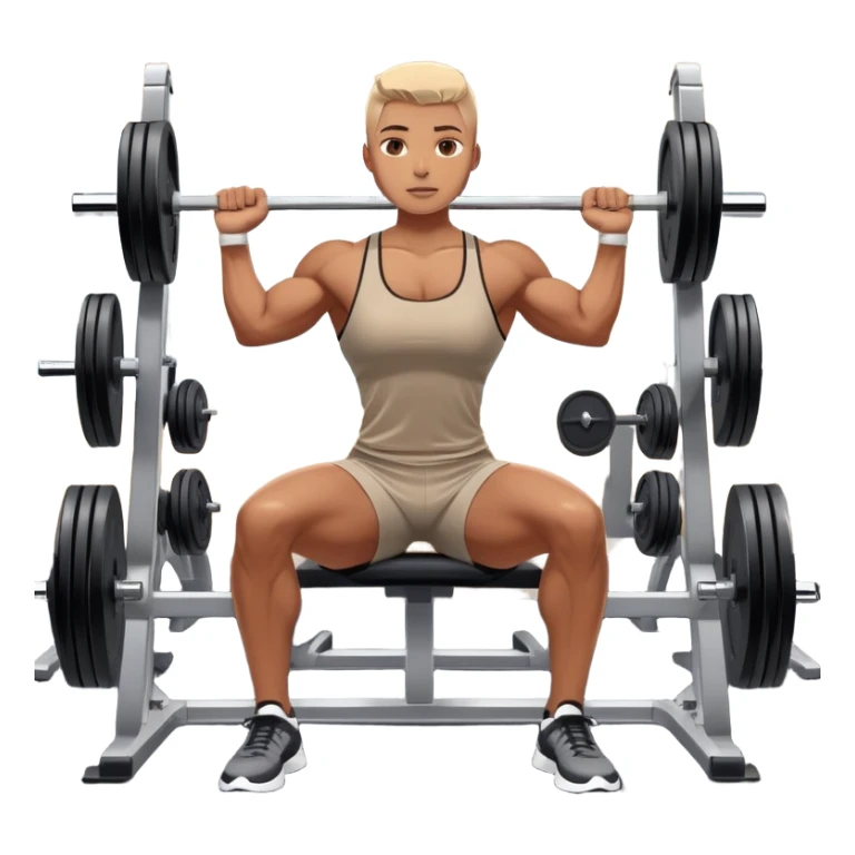 A focused athlete working out on a strength training machine in a modern gym. Muscles engaged, expression determined, demonstrating power and endurance. The gym is filled with equipment like dumbbells, barbells, and mirrors reflecting effort, creating a high-energy atmosphere. sticker