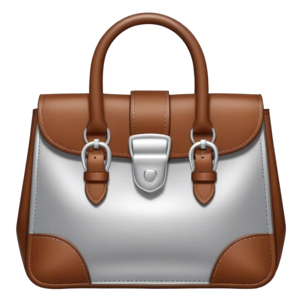 only silver charm from brown leather tote bag with silver buckle detail sticker
