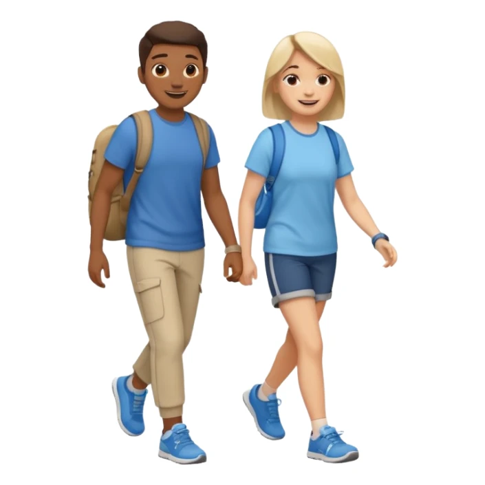 two friends walking together in casual clothing and trainers sticker
