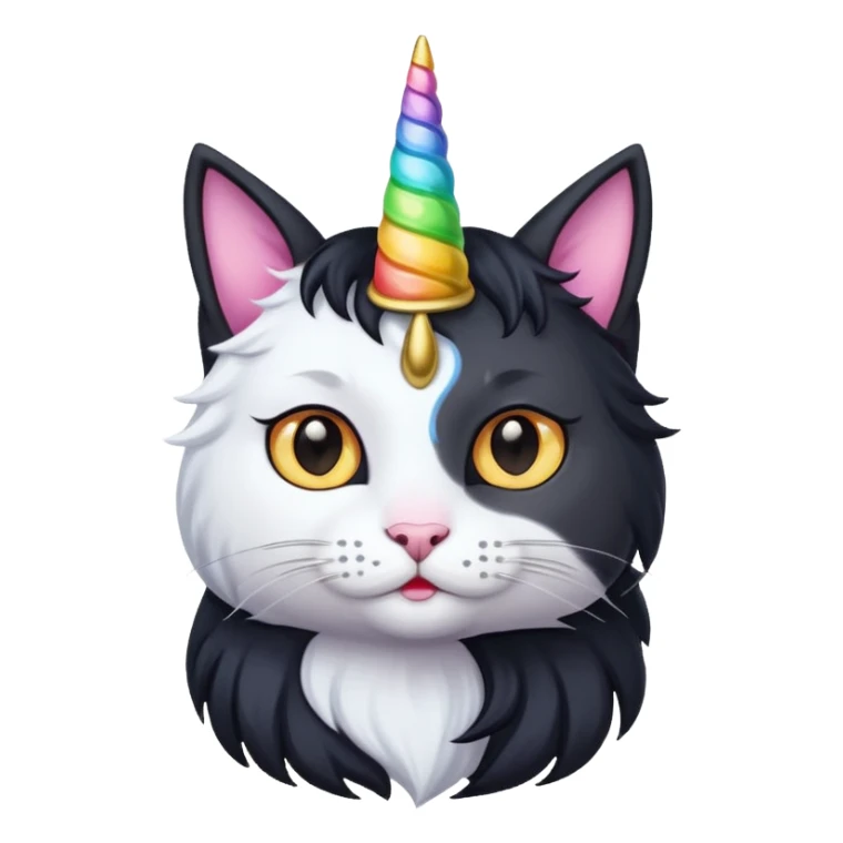 Black long haierd cat whit A unicorn horn sticker