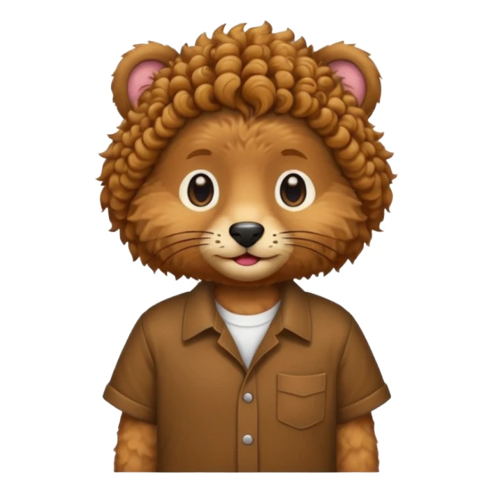 curly short hair animal with shirts  sticker