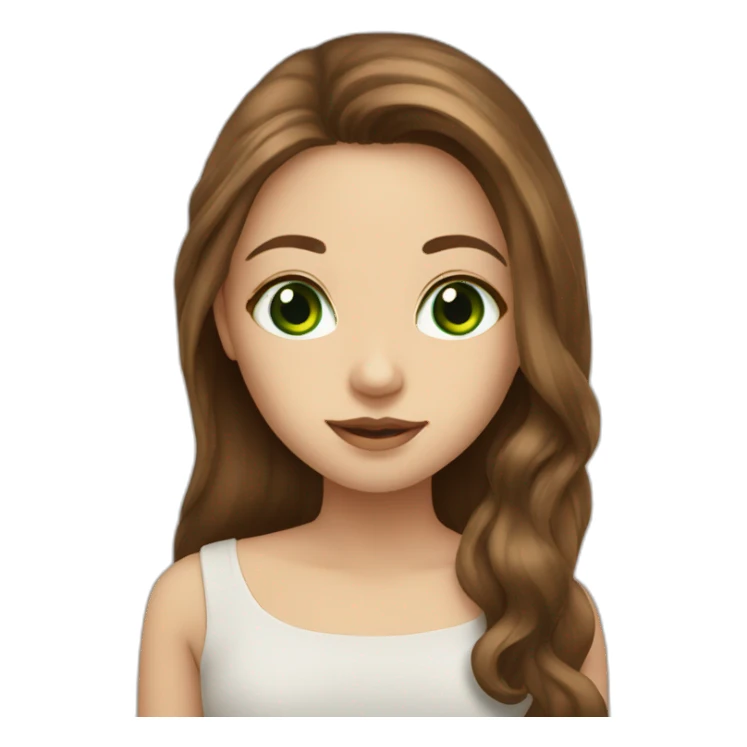 girl with long brown hair big green eyes full lips sticker
