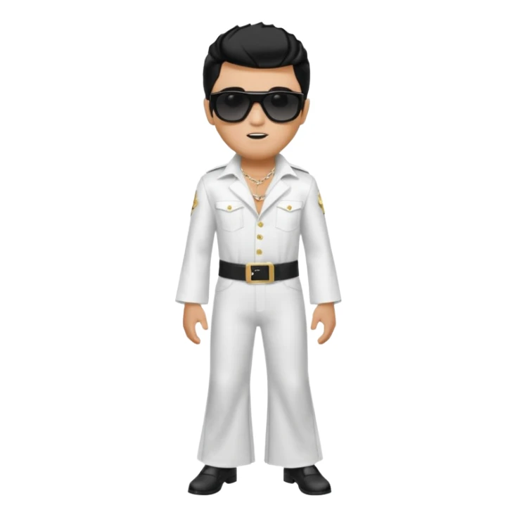 A boy with an Elvis Presley mask with sunglasses (with total black lenses)dressed as Elvis Presley (white dress) sticker