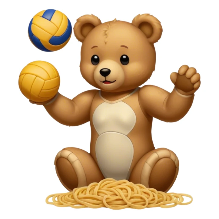 Teddy playing volleyball and is eating pasta  sticker