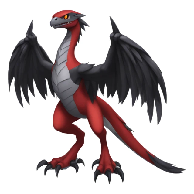  Cool Edgy Black Red Grey Digimon-Fakemon-Raptor-Reptile full body sticker