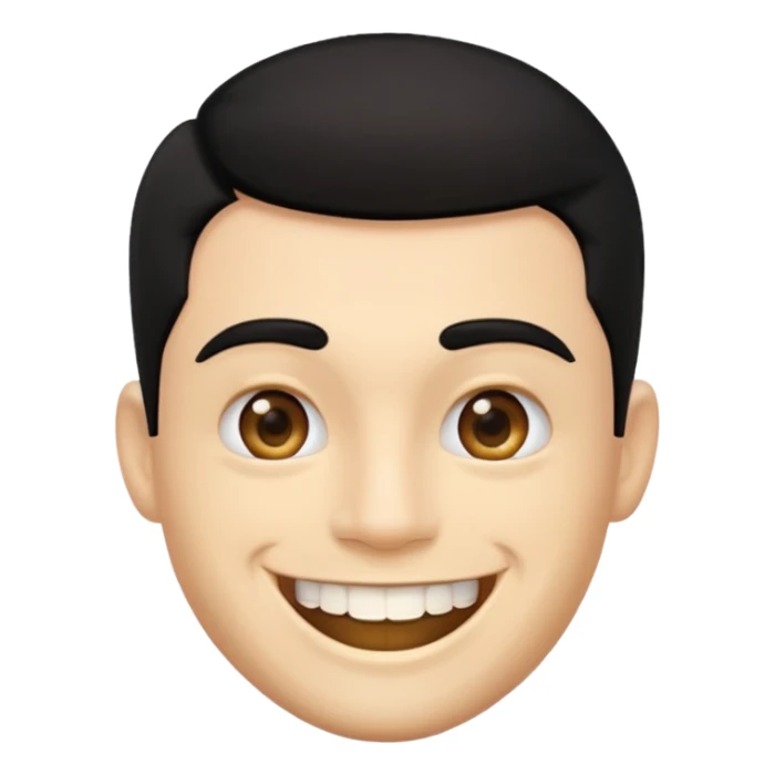 Isso agora faca esse emoji masculino com um cabelo preto baixo e um sorriso com um dente de ouro sticker