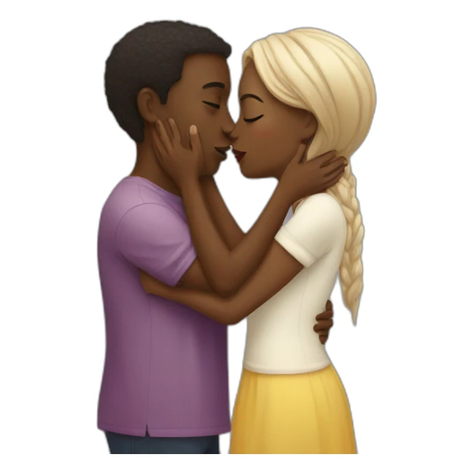 african woman kisses a white man sticker