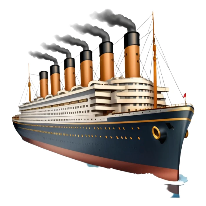 Illustrate the Titanic in daylight, showing its massive decks, smokestacks & grandeur. sticker