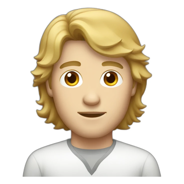 white man with a modern mullet brown hair sticker